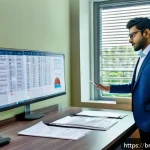 글로벌 비즈니스 연봉 협상 시 고려사항 - A professional Bengali man in a modern office setting, confidently preparing for a salary negotiatio...